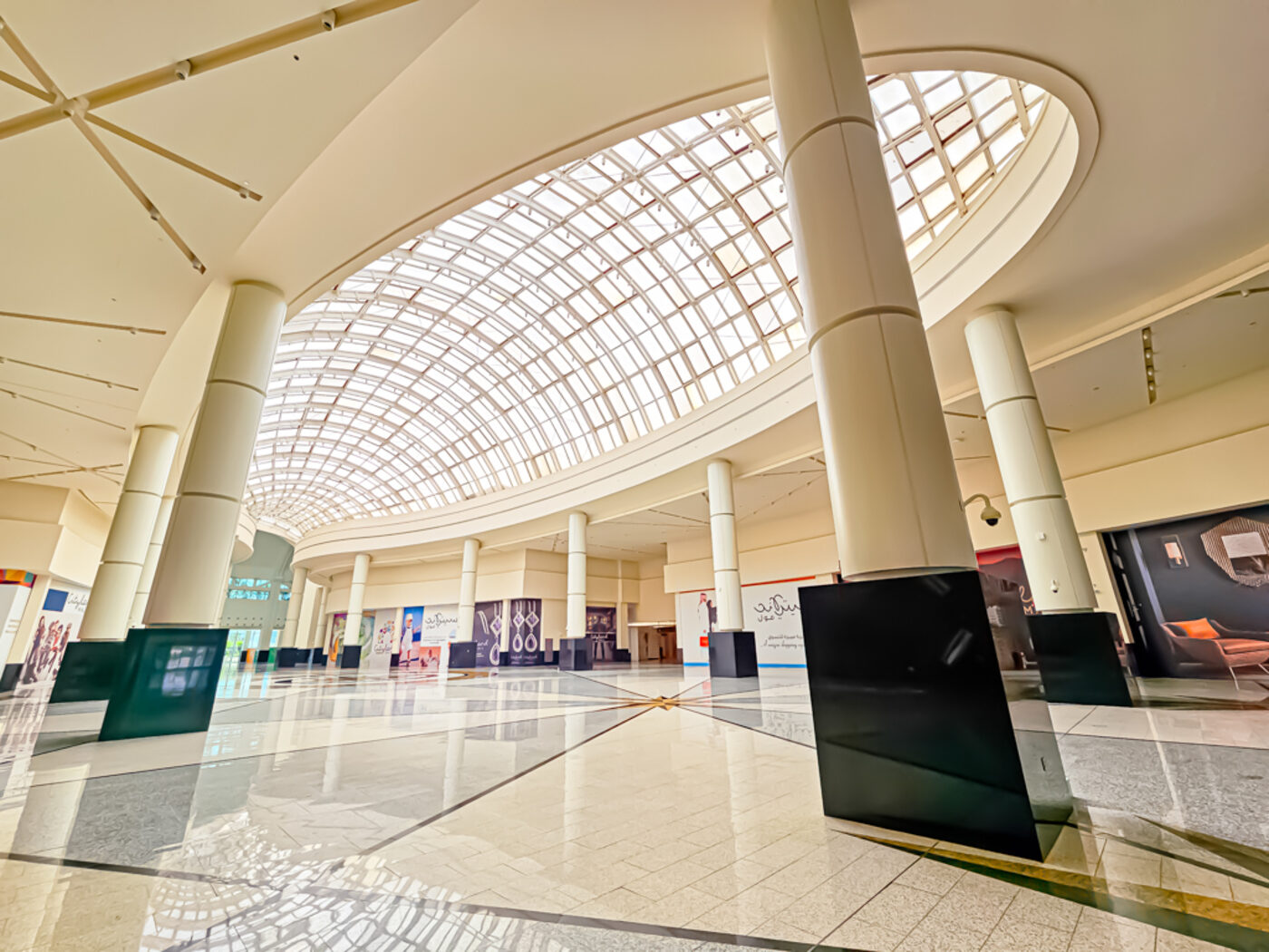Skylit atrium inside Cityland Mall
